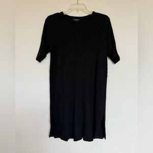 Eileen Fisher Black Ribbed Knit Mini Dress Medium